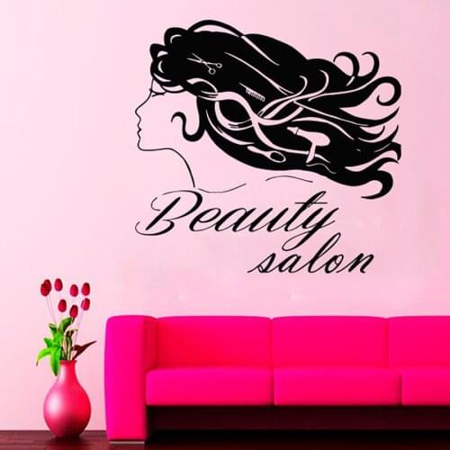 Beauty salon Wall Art Decal Decoration Fashion Sticker For Baby Kids Rooms Decor Wall Decoration Hair Salon Art Mural C199