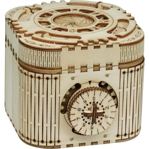 DIY Wooden Mechanical Music Box Password Assembly Puzzles Model Kit Kids Puzzle Craft Toy Model Birthday Gift