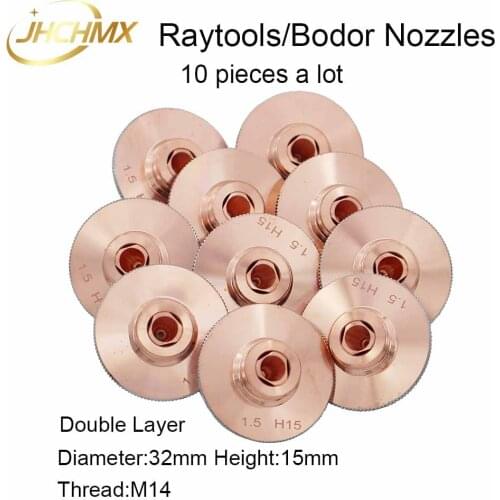 JHCHMX 10Pcs/lot Raytools Laser Nozzles Double Layer Dia.32mm Caliber 0.8-4.0mm For Raytools BT230 BT240 Fiber Laser Head Bodor