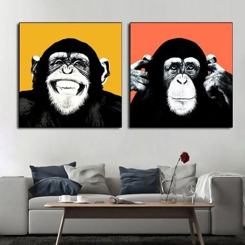 Graffiti Art Funny Monkey Canvas Paintings Animals Pop Art Posters and Prints Wall Art Pictures for Living Room Home Decoration