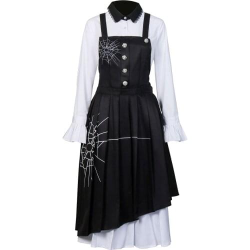 Game Danganronpa Tojo Kirumi Cosplay Dress for Adult Women Long-sleeved Black White anime Halloween Cosplay Dresses S-XL
