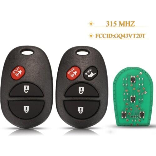 Kutery 3/4 Buttons Remote Car Key Fob 315Mhz For Toyota Tacoma Tundra Highlander Sequoia Sienna 2008-2012 FCCID:GQ43VT20T