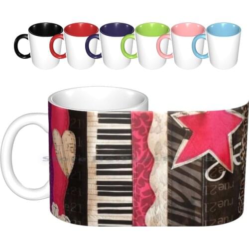 Music Sweet Music Note Love Ceramic Mugs Coffee Cups Milk Tea Mug Music Note Music Note Pink Black Recycled Plastic Music Art