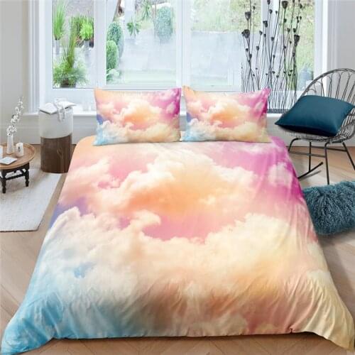 Home Living Luxury Colored Clouds Print 2/3Pcs Soft Duvet Cover PillowCase Queen and King Size Kids Bedding Set EU/US/AU Size