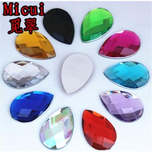 Micui 50PCS 20*30mm Crystal Drop Rhinestone Flatback Acrylic Fancy Crystals Strass Stones For Clothing Crafts Decorations ZZ674
