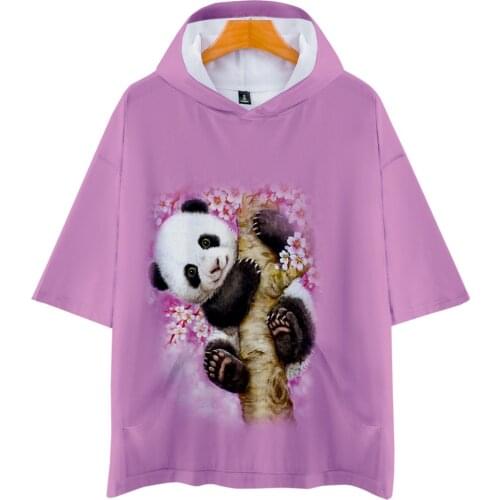 Cute 3D Panda Hoodies T-shirts Women/Men Fashion Summer Short Sleeve Tshirt boy/girls Cool Trendy Style Streetwear Animal Tops