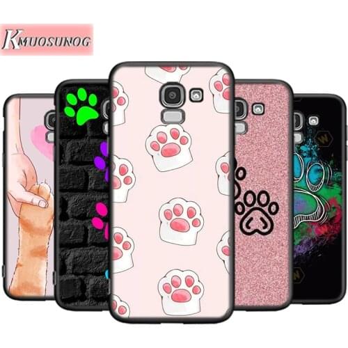 Cat dog paw footprints For Samsung Galaxy J8 J7 J6 J5 J4 J3 J2 Core Duo Prime Plus Star 2016 2017 2018 Soft Phone Case