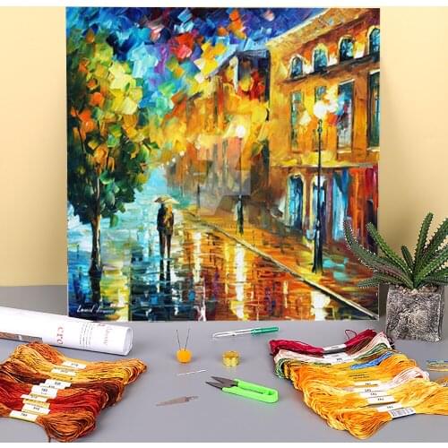 Fascination The Night Printed Water-Soluble Canvas 11CT Cross-Stitch Complete Kit DIY Embroidery DMC Threads Magic