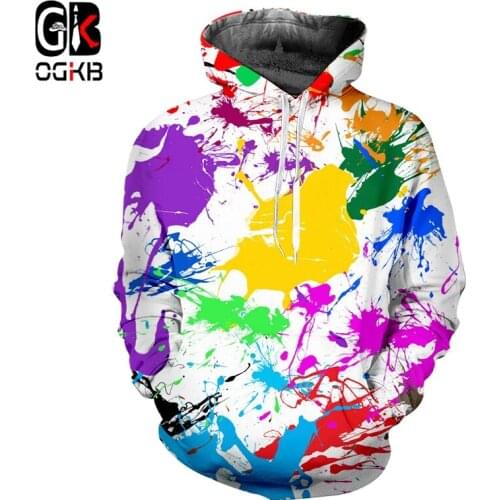OGKB Hoodies Men And Women Hip-hop Fitness 3D Tie-dye Printing Tops Sweatshirt Personality Spiral Colorful Oversize 6XL