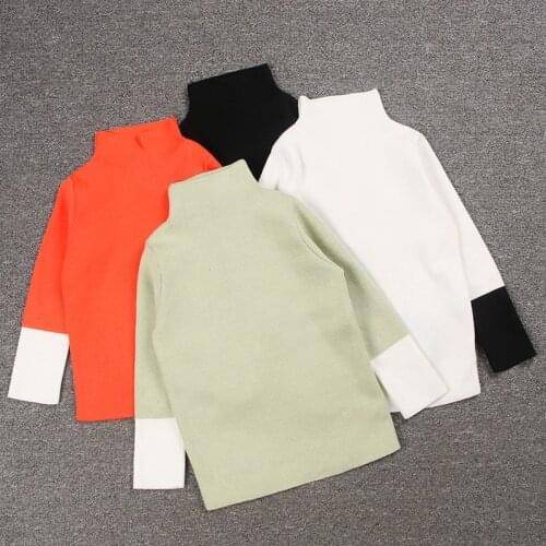 Autumn Winter Candy Color Children Kids Clothes Baby Boys Girls Sweaters Solid Knitted Pullovers Turtleneck Kids Clothing