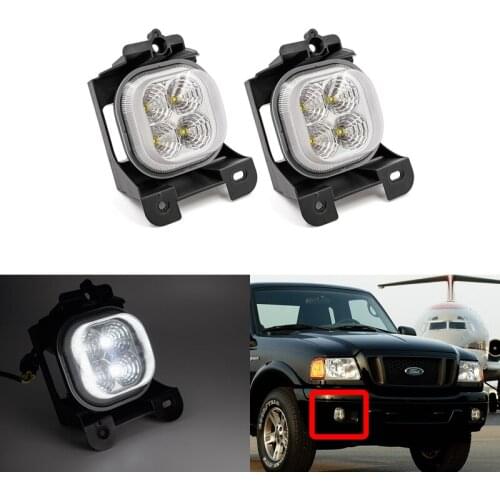Front Bumper White Led Driving Fog Light Kit For Ford Ranger 2004-2005 OEM#:4L5Z 15200 BB / 4L5Z 15200 BA