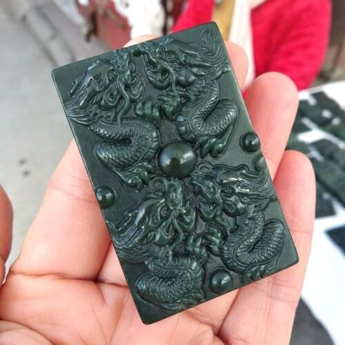 Superb Nature Bottle Green Jade Pendant 9 Dragon With Sun Amulet Bless Hanging Protective Talisman