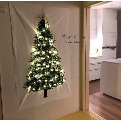 Ins Christmas tree pine hang cloth wall decor cloth Christmas decoration for home small fresh holiday background simple tapestry