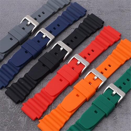 20mm 22mm Silicone Watch Strap Men Sport Diving Waterproof Wrist Band Bracelet Watchband Accessories for Seiko SKX007 SRP777J1