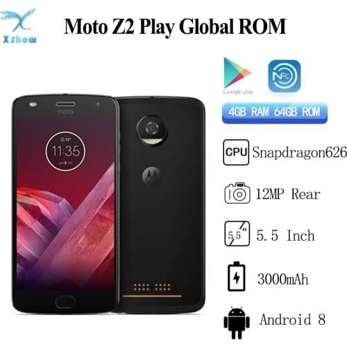 Original Motorola MOTO Z2 Play XT1710 Smartphone 5.5" FHD Snapdragon Octa Core Android 8 Cellphone 4GB RAM 64GB ROM MobilePhone