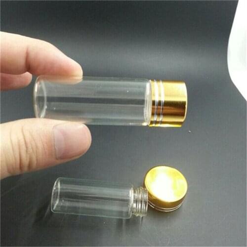 8ml 15ml 20ml 25ml Glass Bottles for Weding Decoration Empty Jars Gold Color Cap Bottles Pendant Jewelry 50pcs Free Shipping