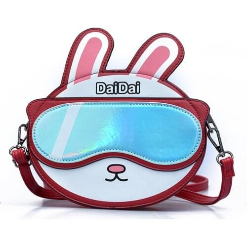 Cute cartoon rabbit laser pu ladies handbag shoulder bag casual purse girls flap crossbody messenger bag