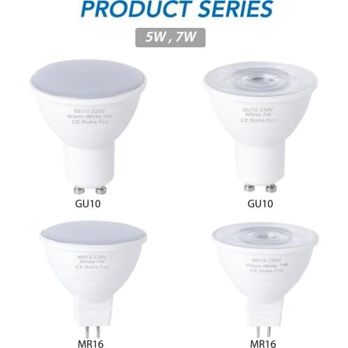 LED Spotlight GU10 Lamp Bulb MR16 Spot Light Bulb 220V E27 Lampara E14 Floodlight 5W 7W GU5.3 Replace Halogen lamp Home Lighting