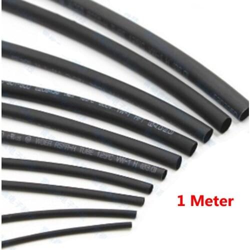 1 Meter/lot 2:1 Black 1 2 3 5 6 8 10mm Diameter Heat Shrink Heatshrink Tubing Tube Sleeving Wrap Wire Sell DIY Connector Repair