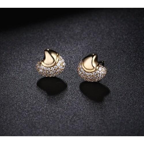 UMGODLY Fashion Luxury Cubic Zirconia Shell Stud Earring Gold Color Sea Style Monaco Designer Women Popular Jewelry New Arrival