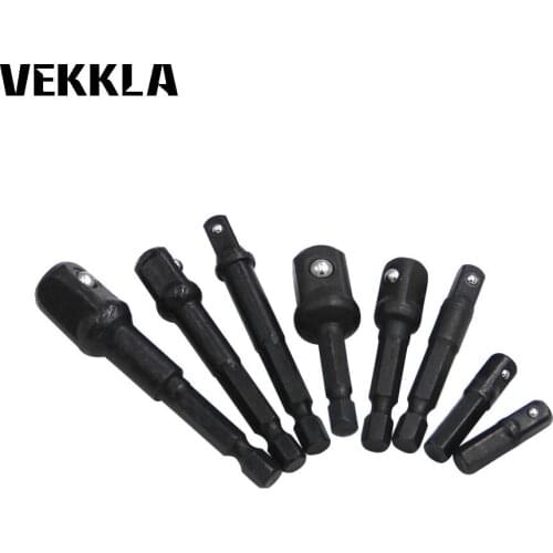 VEKKLA 8Pcs Socket Adapter Impact Hex Shank Extension Drill Bits Nut Driver Sockets Bar Tools Set For Screwdriver 1/4 3/8 1/2in