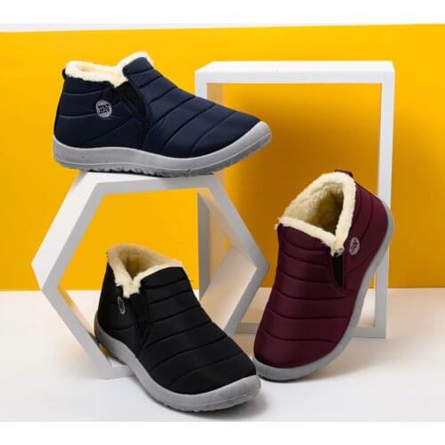 Waterproof Women Boots Winter Warm Plush Ladies Shoes Slip On Ankle Female Footwear High Quality Ultralight Snow Boots WJ103