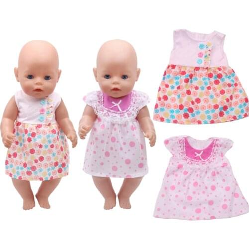 40-43 Cm Boy American Dolls Skirt Simple Print Summer Dress Newborn Baby Toys Accessories Fit 18 Inch Girls Doll Gift a3