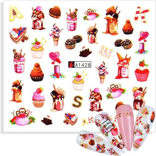 1 Sheet Fruit Nail Art Stickers Decals Strawberry Watermelon Cake Water Transfer Slider Nail Design Foils Decoraton