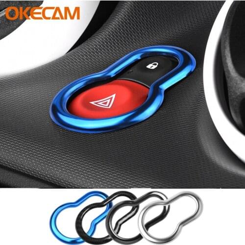 1Pcs Car Dashboard Warning Light Button Decoration Frame 3D Sticker Interior Decoration For Smart 453 Fortwo Forfour 2015-2021