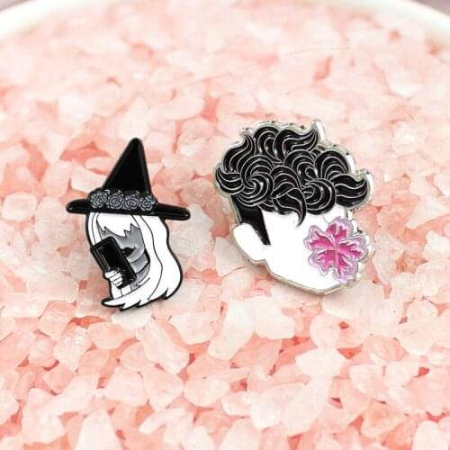 2 pieces of set Couple Enamel Brooch fashion personality Lover Heads Pin Lapel shirt badge Valentines Day gifts boys girlfriens