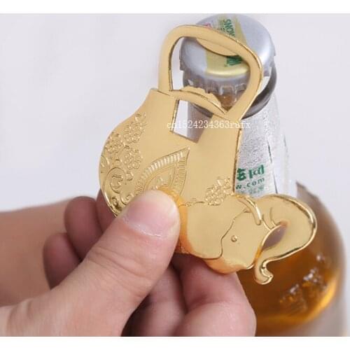 200pcs Lucky Elephant Bottle Openers Gold Plated Beer Wine Openers Wedding Favors Party Reception Decoration Souvenirs Gifts