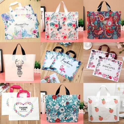 5PCS Various Patterns Jewelry Plastic Bag With Handles Gift Packing Bag Store Shopping Box Candy Cookie Party Packaging