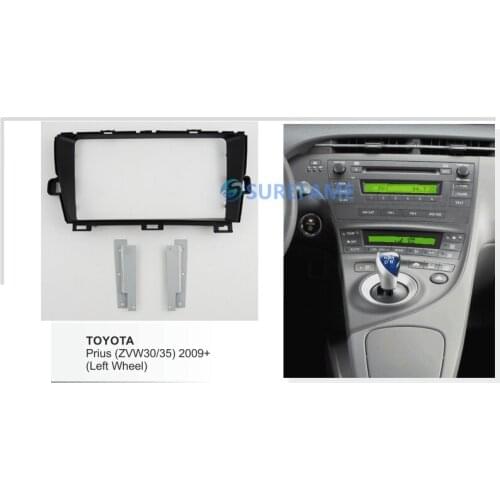 9 inch Car Fascia Radio Panel for TOYOTA PRIUS (ZVW30/35) 2009+ (Left Wheel,Black) Facia Dash Kit Adapter Bezel Plate Trim Cover