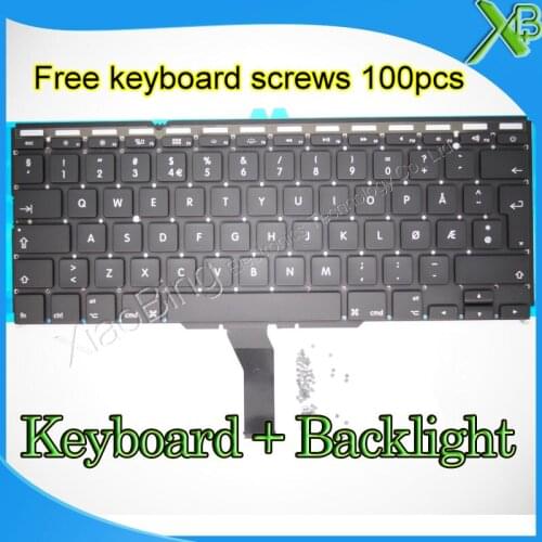 Brand New NO Norway Norwegian keyboard+Backlight Backlit+100pcs keyboard screws For MacBook Air 11.6" A1370 A1465 2010-2015Years