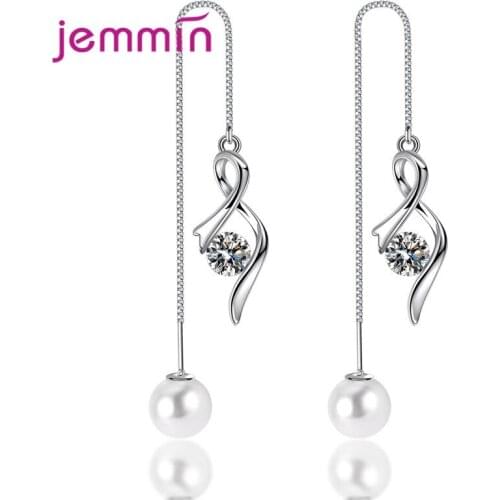 Fashion Style 925 Sterling Silver Long Tassel Multiple Color Crystal Drop Earrings For Women Wedding Engagement Jewelry Gift