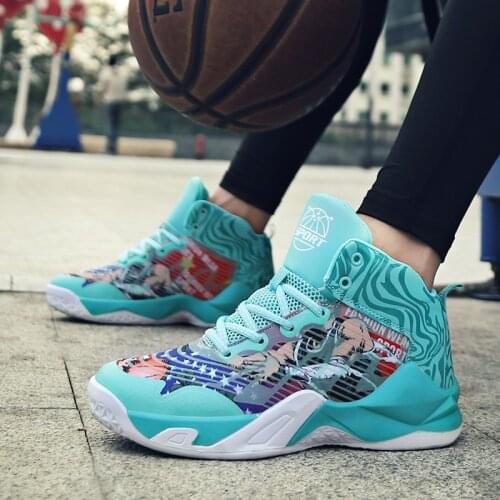 Fashion Cartoon Printed High top Basketball Shoes Women Trainers Graffiti Sports Unisex Platform High Basketball Sneakers Women