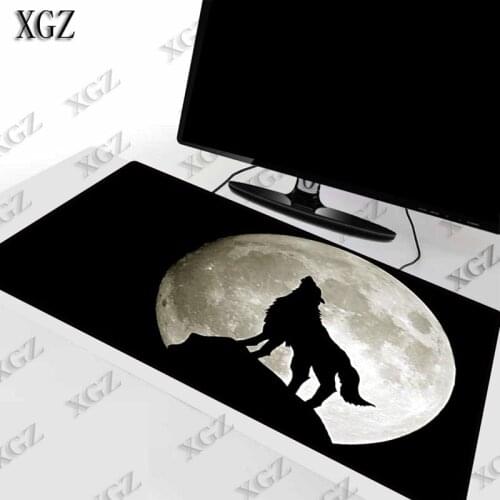 XGZ Black Full Moon Wolf Large Gaming Mouse Pad Lock Edge Mat for Laptop Computer Desk Keyboard pad Gamer