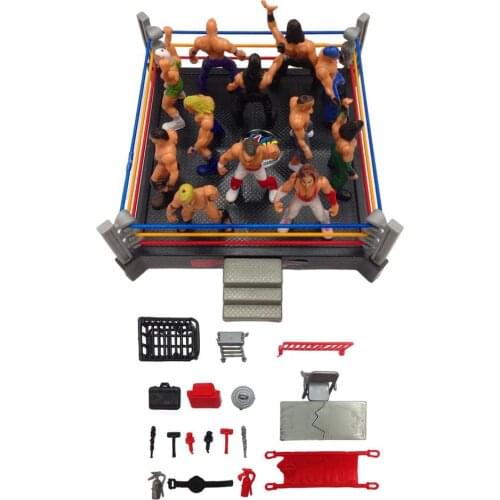 Wrestler Athlete Wrestling Figure Gladiator Model Set With Fighting Station Arena Cage Assembled Battle Game Toy For Boys