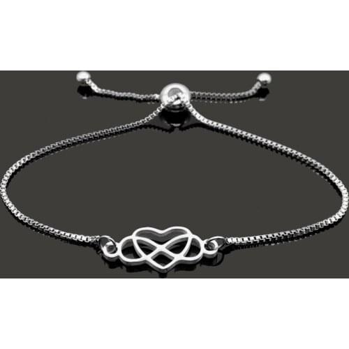 Infinity Love Stainless Steel Charm Bracelet Slide Adjustable Chain Bracelet For Women Jewelry