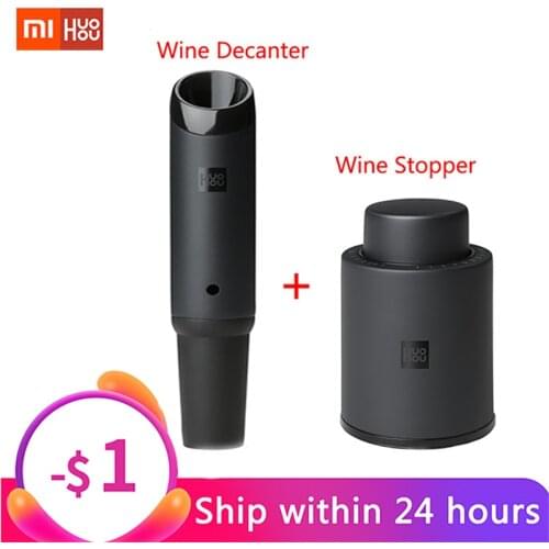 Xiaomi Huohou Fast Wine Decanter Wine Stopper 2in1 Pouring Tools Stainless Steel Vacuum Bottle Stopper Bottles Cap Bar Accessori