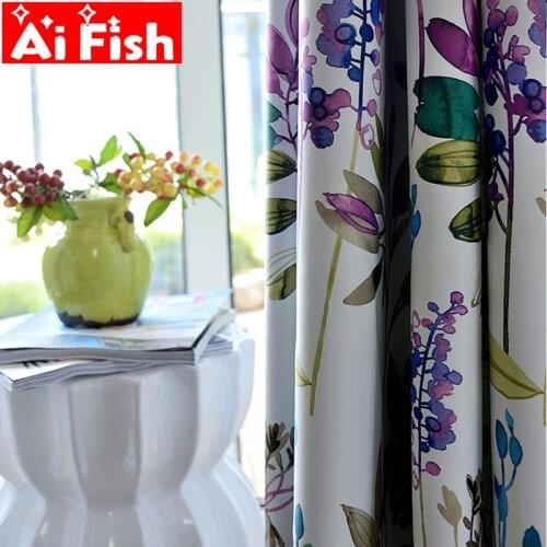 Purple Lisianthus Flower Window Treatments Tulle Drapes High Precision Incomplete Blackout Printing Curtains For Living Room #40