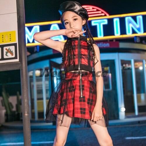 Kids Jazz Dance Costume Hiphop Dresses Girls Stage Performance Cheerleader Holographic Top Skirt Set