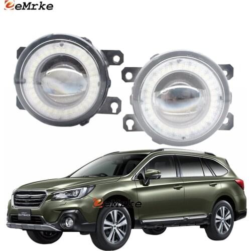 2 Pieces Angel Eye DRL Daytime Runinng Light Lamp Car Lens LED Fog Lights Assembly for Subaru Outback BS 2015 2016 '17 '18 '19