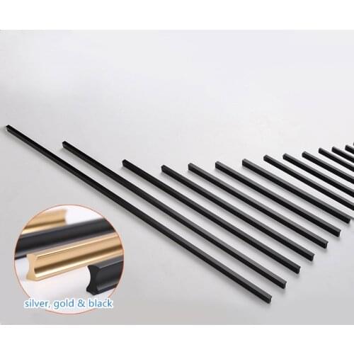 Door Handle Catch Pull Grip Furniture Cabinet Drawer Pitch-row 32mm 64mm 80mm 120mm 150mm 200mm 300mm - 1200mm Silver Black Gold