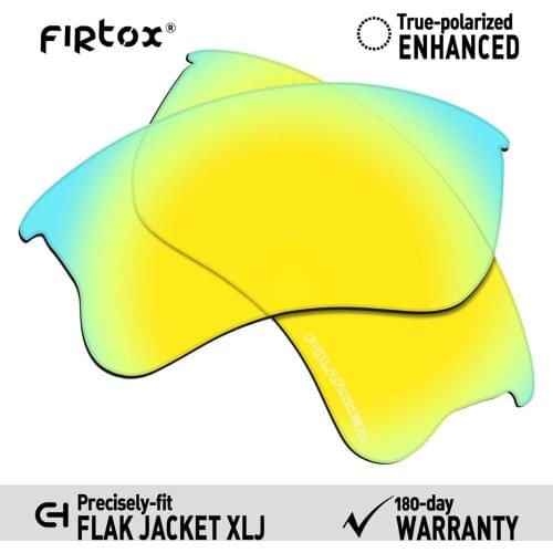 Firtox Anti-Seawater Polarized Lenses Replacement for-Oakley Flak Jacket XLJ Sunglasses (Lens Only) - 24K Gold Mirror