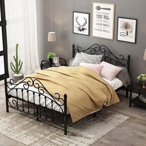 Iron Bed Frame 150×200CM Simple Modern Bedroom Dormitory Single Double Teenage Adults Home Bed Furniture Firm Twin Bed Frame