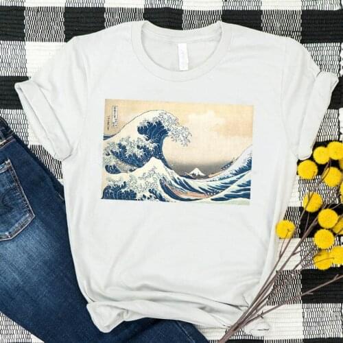 Summer women 2020 fashion harajuku japanese wave print fun short sleeve t-shirts t-shirts new wave o-neck
