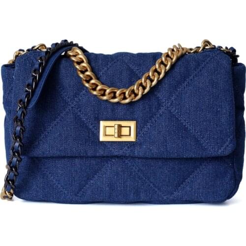 Fashion Denim Blue Chain Shoulder Bag Messenger Bags for Women 2020 New Luxury Designer Handbags High Quality