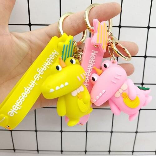 Fashion Creative Rubber Alligator Keychain Cute Car Keychain Pendant Mens and Womens Bags Ornaments Fashion Small Gifts
