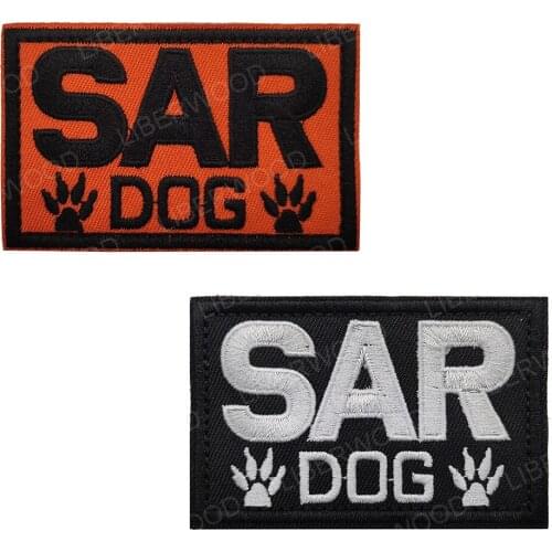 SAR Dog K9 Search and Rescue Embroidered Patches K-9 Tactical Military Hook Loop Applique Badges for Uniforms Vest Clothing